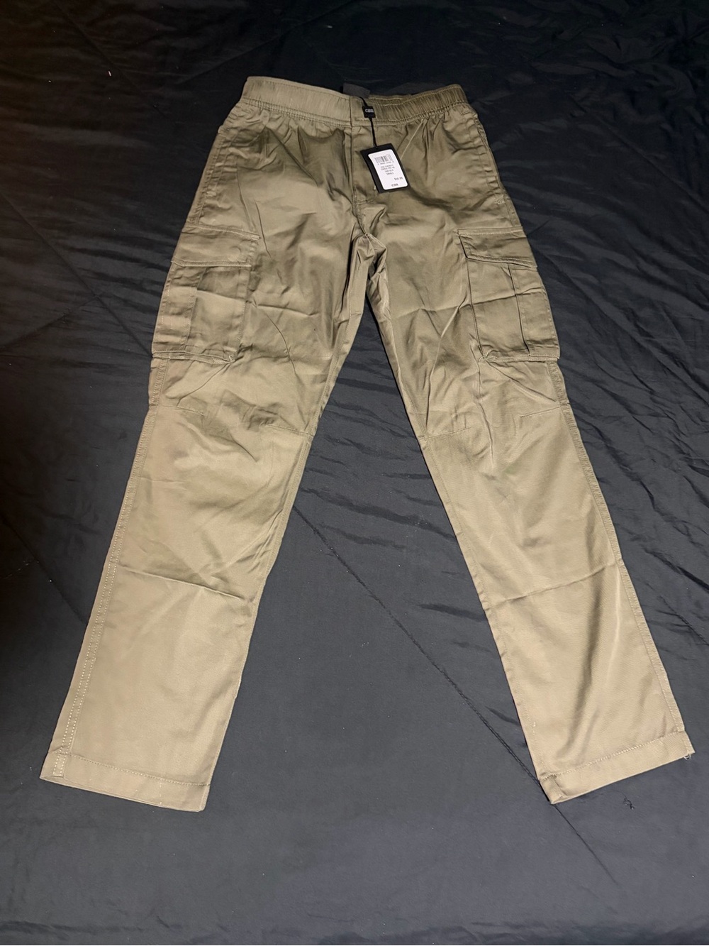 Men's Olive Utility Cargo Pants with Elastic Waistband